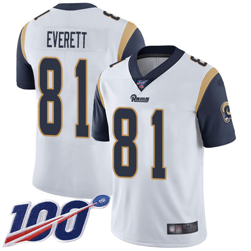 Los Angeles Rams Limited White Men Gerald Everett Road Jersey NFL Football #81 100th Season Vapor Untouchable